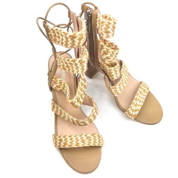 Charles by Charles David ELLA Tan Cream Woven Caged Strappy Block Heel Sandals - Picture 4 of 16